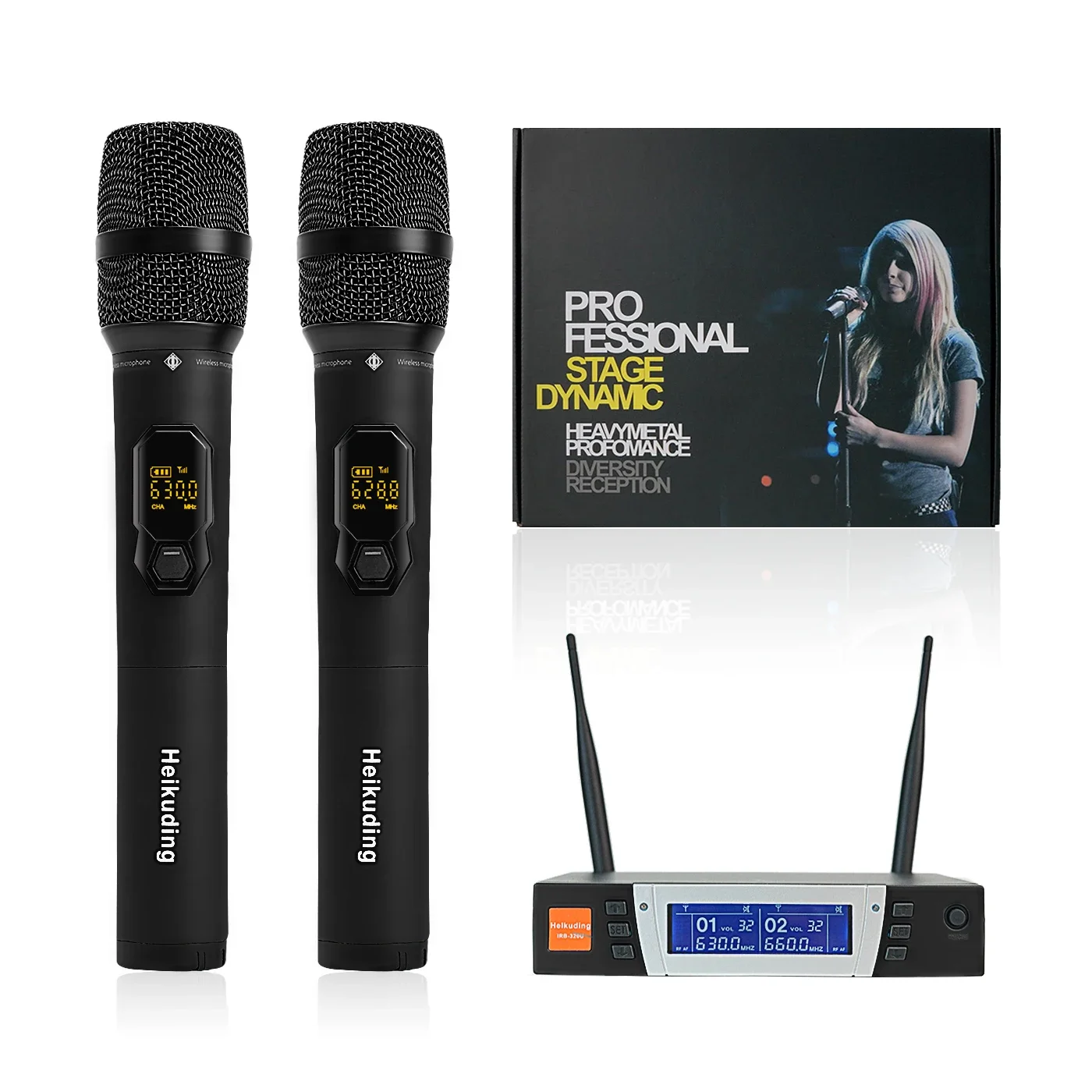 

UHF Wireless Microphone System Professional Cordless Microphone Adjustable Frequency for Karaoke Singing 200ft Range