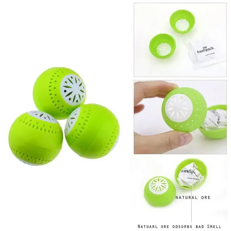 3 Pcs/set Refrigerator Deodorant, Fridge Odor Removal Balls With Active Carbon, Kitchen Tool Household Cleaning Products