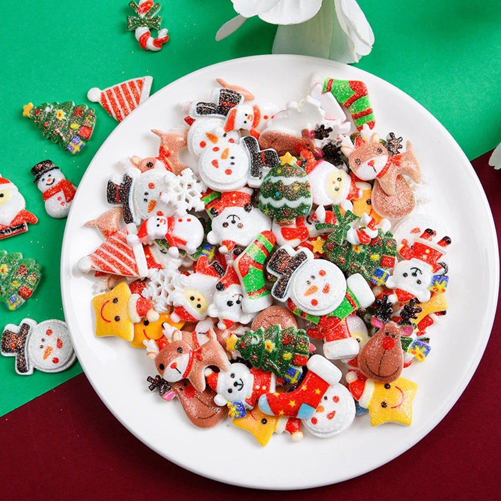 إكسسوارات مصغرة لعيد الميلاد تصنعها بنفسك ، سانتا كلوز الصغير ، رجل الثلج ، ندفة الثلج ، شجرة عيد الميلاد ، الجرس ، الراتنج ، المزيج ، لوازم الحفلات ، 10 أشغال يدوية