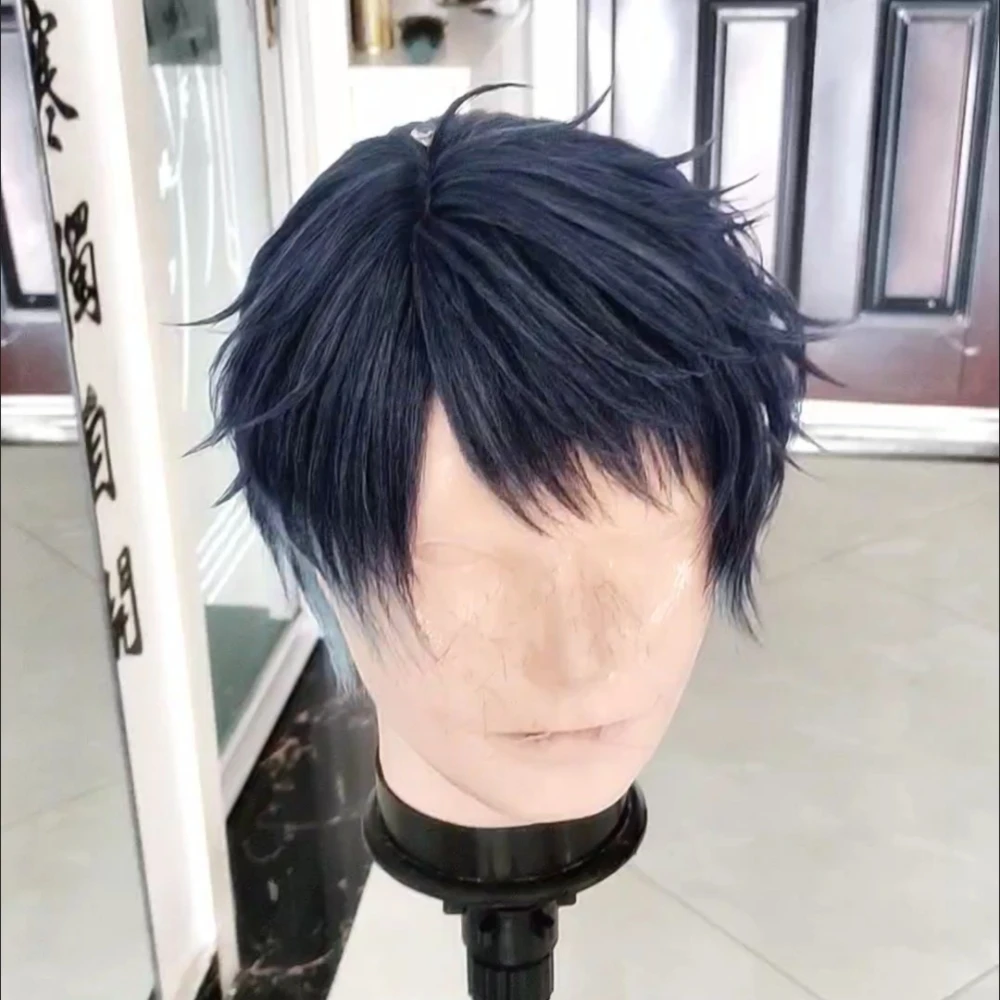 

Anime Cosplay Wig Deuce Short Blue Gradient Cosplay Wig Simulated Scalp Top Rose Net Heat Resistant Synthetic Fibers Halloween