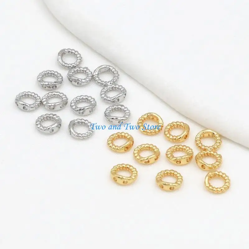 HX6F Beads Strands End Connectors Rings, Copper Two Hole 30 Piece Set