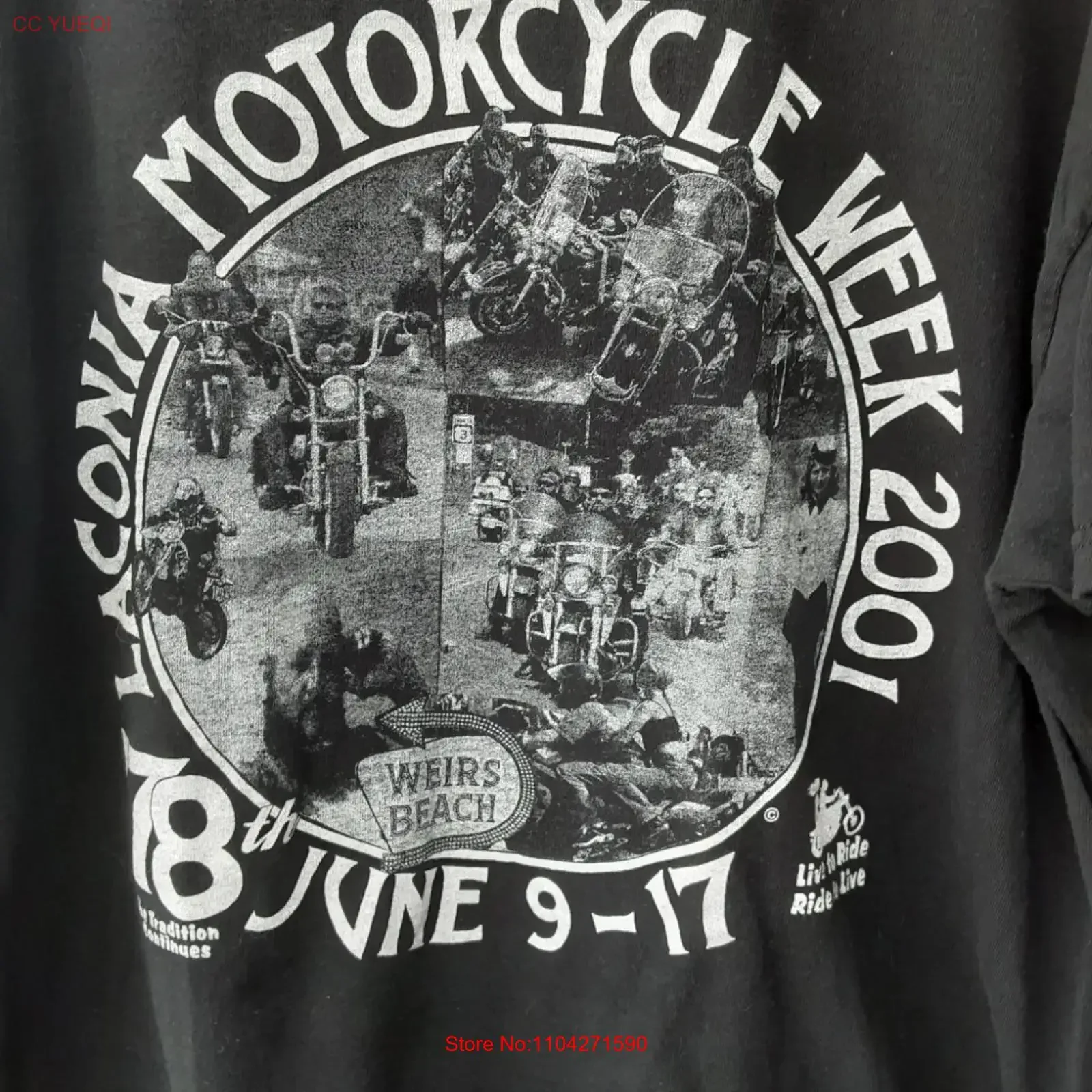 Винтажная футболка Laconia 78th Annual Rally Biker Weirs Beach 2001 XL VTG, винтажная, с эффектом потертости, в стиле стритвир, мягкая, дышащая