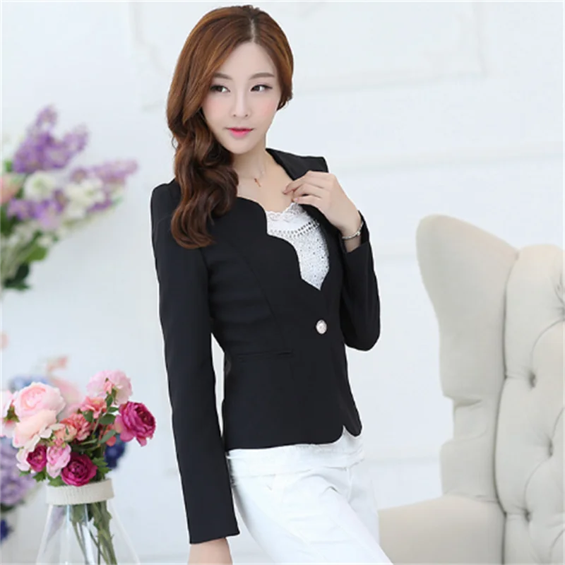 Ladies Blazers and Coats Office Wear Work Long Sleeve Black White Small Suit Bodycon Short Blazer Jackets Women Coat Female