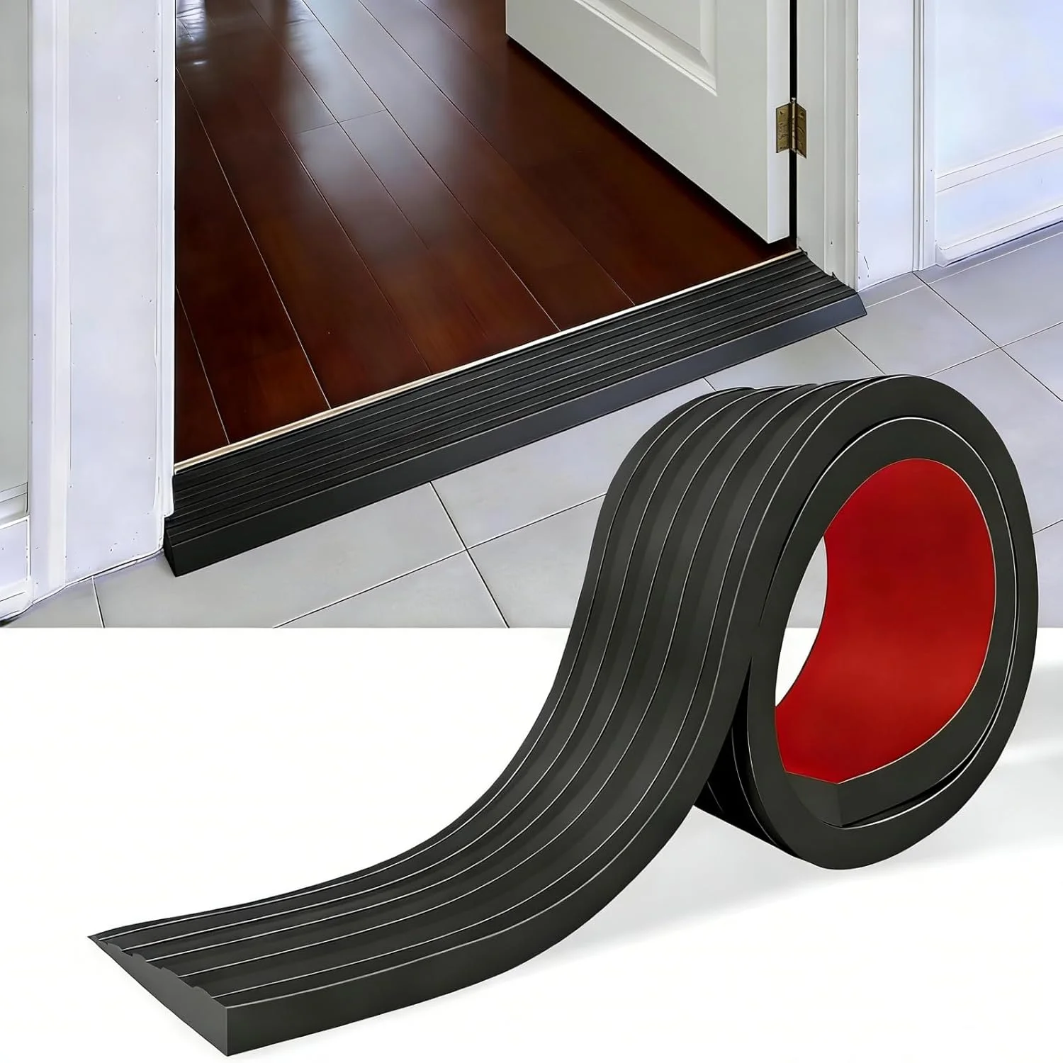 

1PC 0.9m/35.43inch Ramps for Doorways, Self-Adhesive Rubber Ramp for Door Threshold, Adjustable and Cuttable for Reducer Ramp