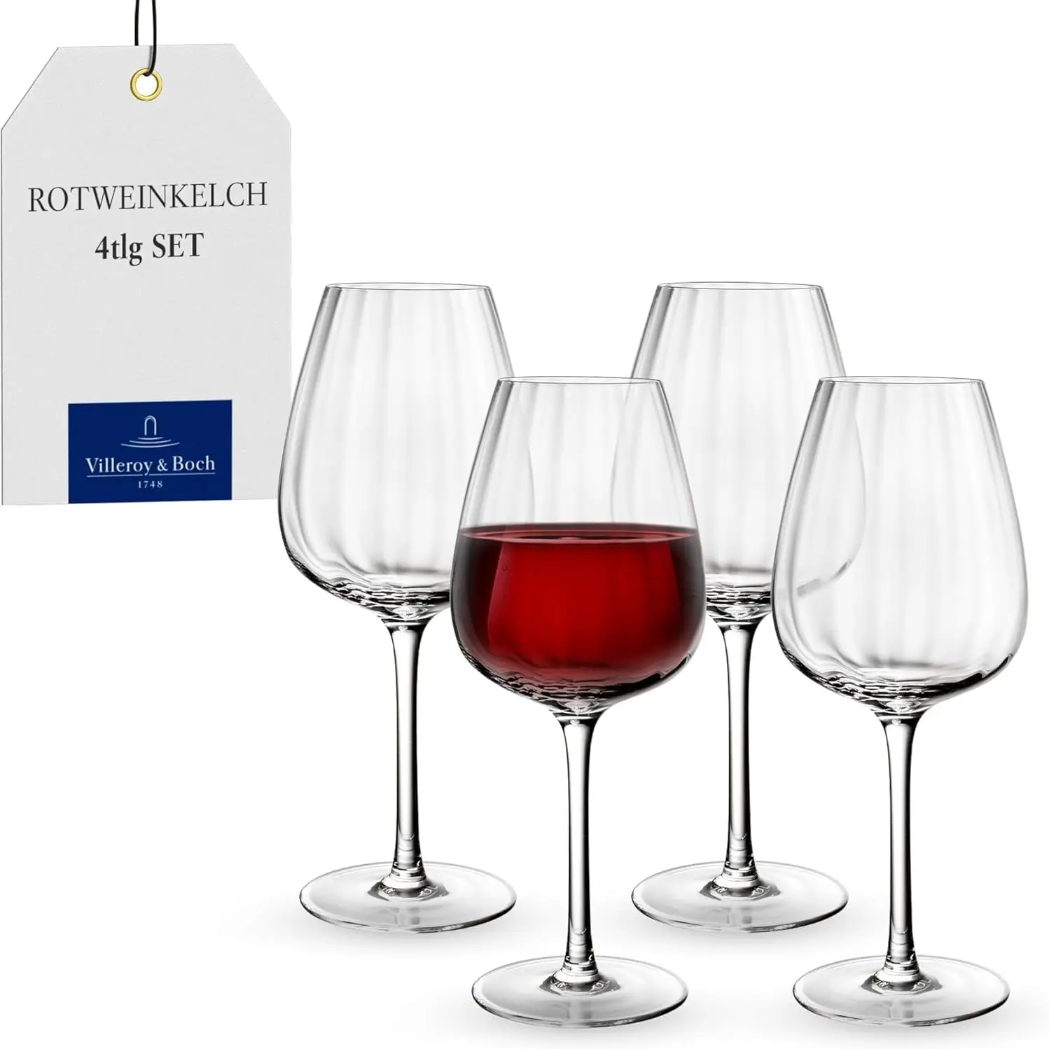 

Rose Garden Red Wine Goblet, Set of 4, 6.75 oz, Crystal Glass, Transparent