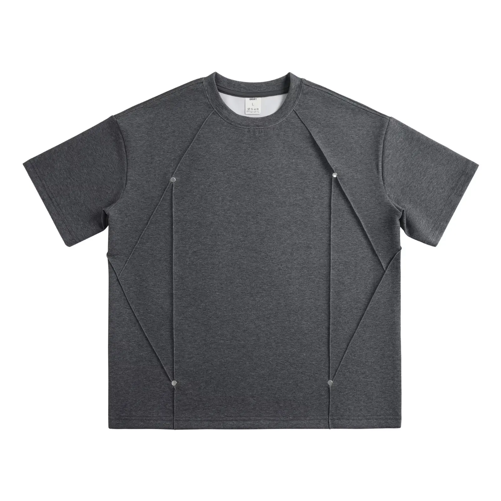 Mr. WH Designed Deconstructed Line Summer Men's Breathable Simple Casual Patchwork Loose Short Sleeve T-shirt Polyester Fiber