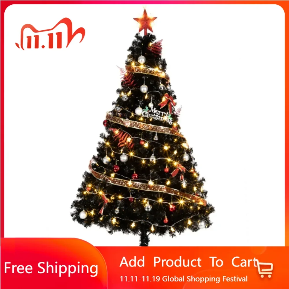 

The black 1600 branch leaves are made of environmentally friendly flame retardant PVC material and are durable Christmas trees