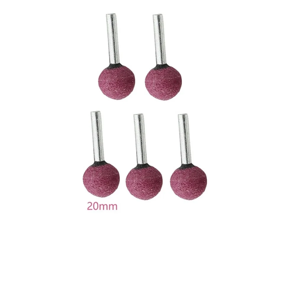 Power Tools Grinding Head Burr Drill Bit Set Carving Ceramic Mounted Point Good Coaxiality 16/20/25/30mm 5PCS Ball Shape
