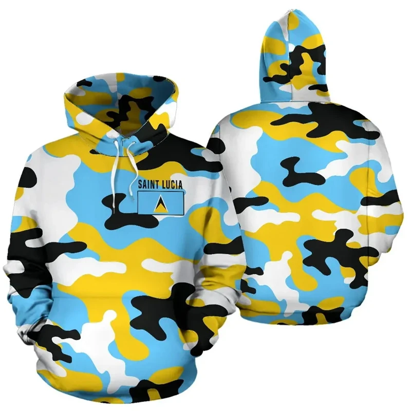 

2024 Saint Lucia Flag Map 3D Print Hoodies For Men Clothes National St Lucia Graphic Sweatshirts Casual Man Tracksuit Kids Tops