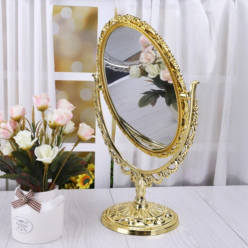 

RXJC 2 Sides Makeup Mirror Stand Table Cosmetic Mirror Plastic Dresser Mirrors Tools