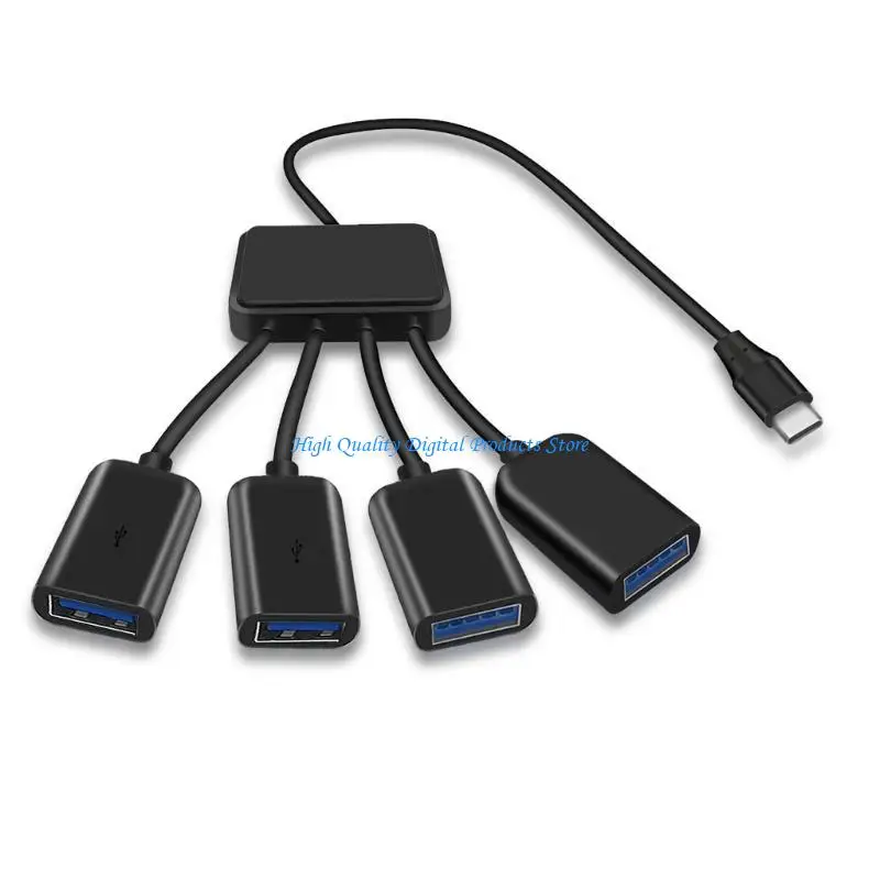 U2JE 4 1 tipo C Hub masculino para fêmea Adaptador USB 2.0 Splitter Tipo C para PC