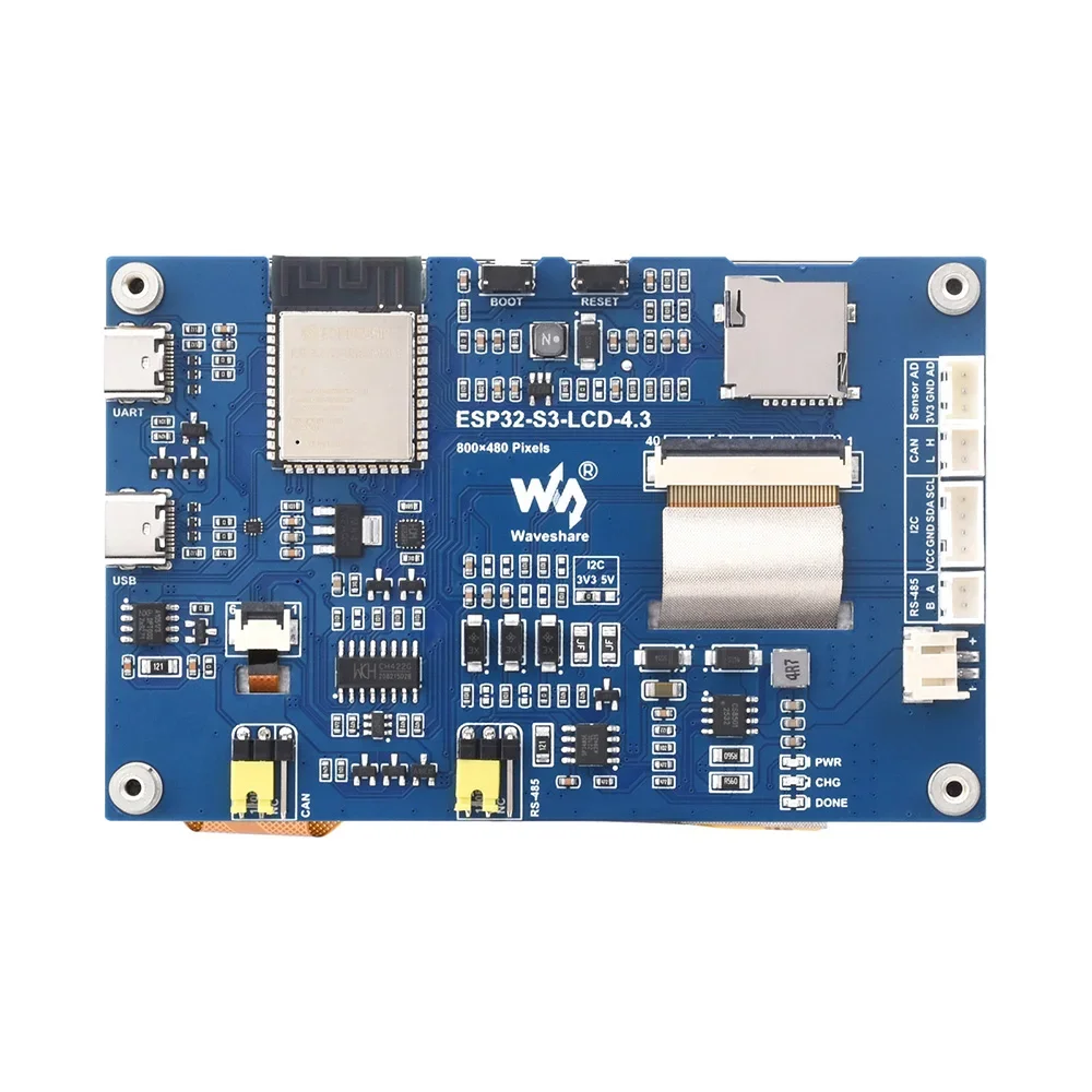 Waveshare ESP32-S3 4.3 นิ้ว LVGL GUI Capacitive Touch จอแสดงผลบอร์ดพัฒนา 800 × 480 หน้าจอสัมผัสสําหรับ Arduino IDE