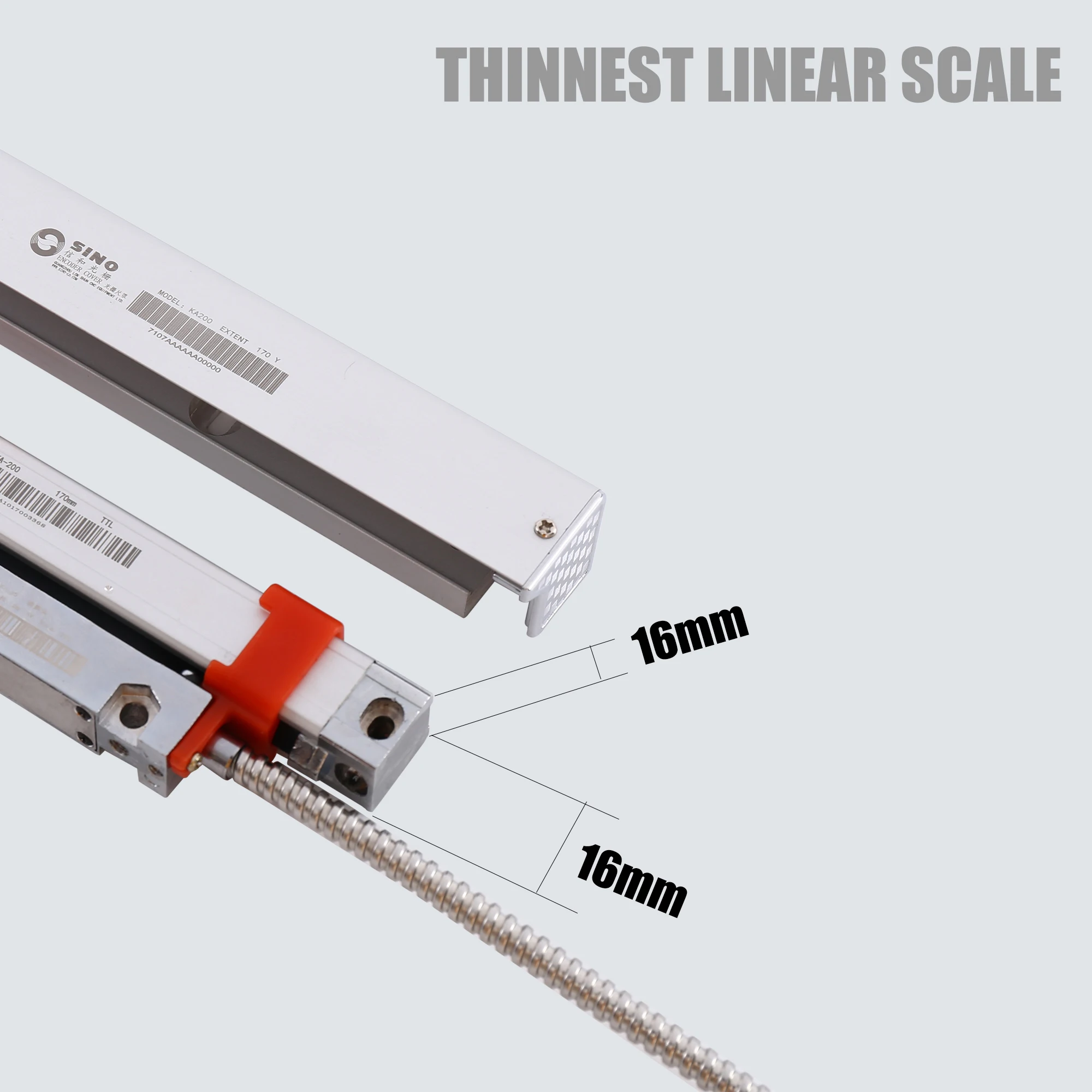 SINO KA-200 0.001mm Slim Linear Glass Scale KA200 30mm-360mm Travel 1um Optical Encoder Grating Ruler Snsor For Grinder Lathe