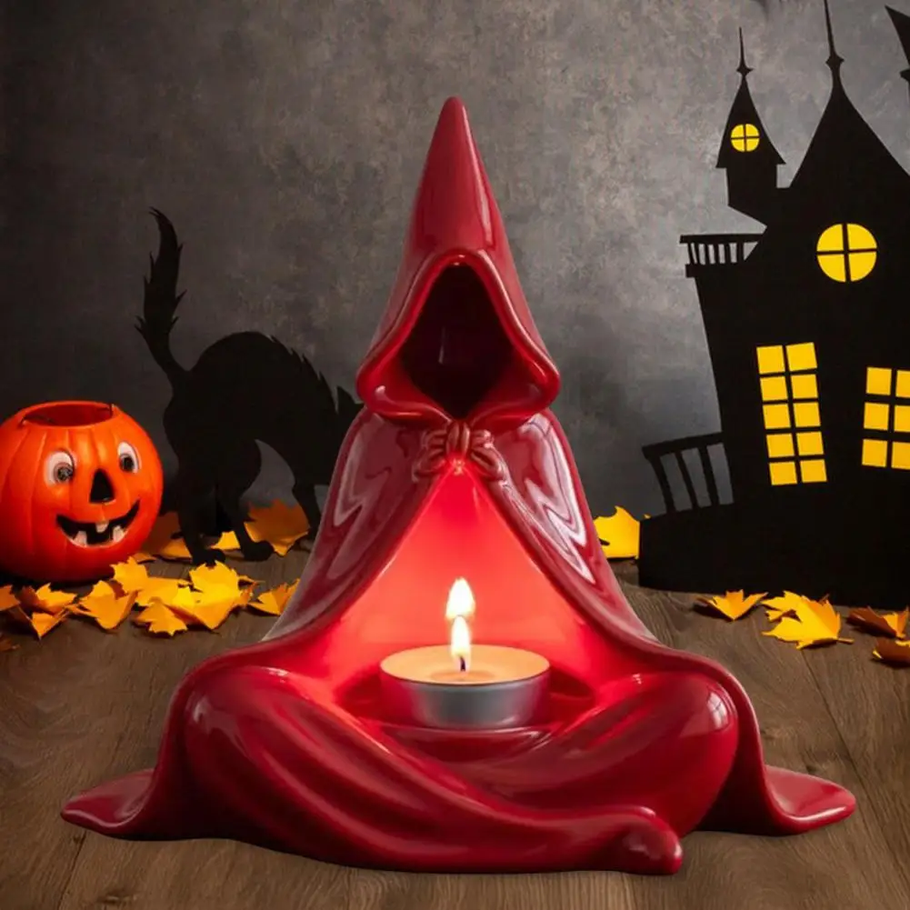 Witchcraft Candle Holder Candle Holder Candle Holder Halloween Hooded Cloak Tealight Candlestick Ornament Unique Witchy Home