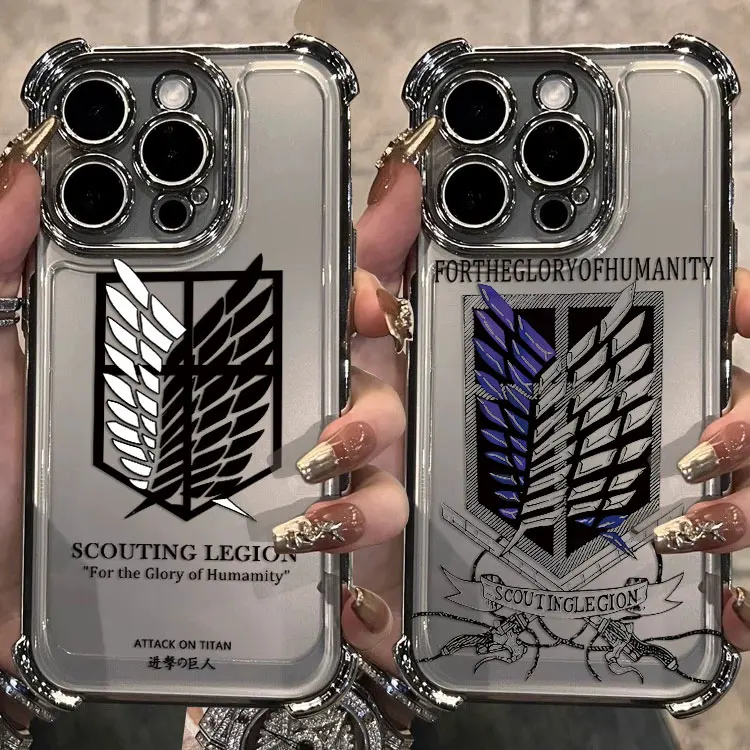 Anime Attack on Titan Plating Case For Oppo Reno12 Reno11 Reno10 Reno8 Reno7 Reno6 Reno5 Z F T Pro Plus 4G 5G Airbag Cover