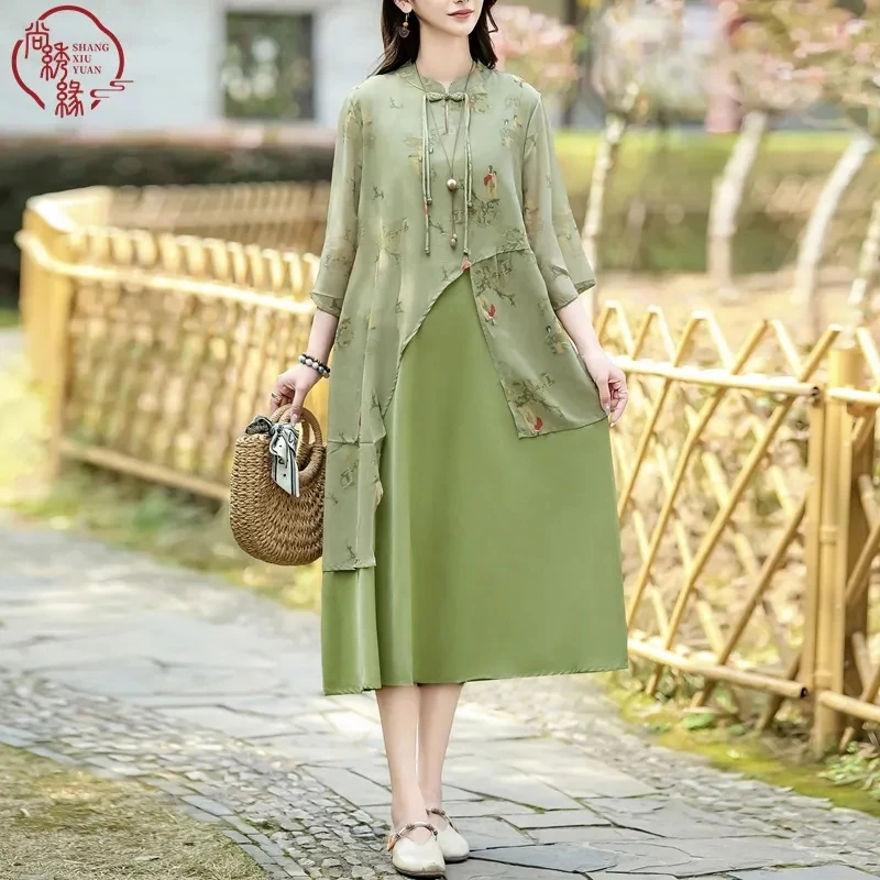 

Cheongsam Middle-aged Chinese Style Mother Dress Summer Dress A New Fashionable Dress That Covers The Temperament