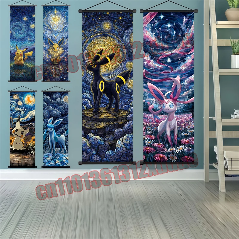

Anime Pokémon Charizard Eevee Pikachu Kyogre Gengar Creative Scroll Drawing Poster Theme Party Background Wall Children's Gifts