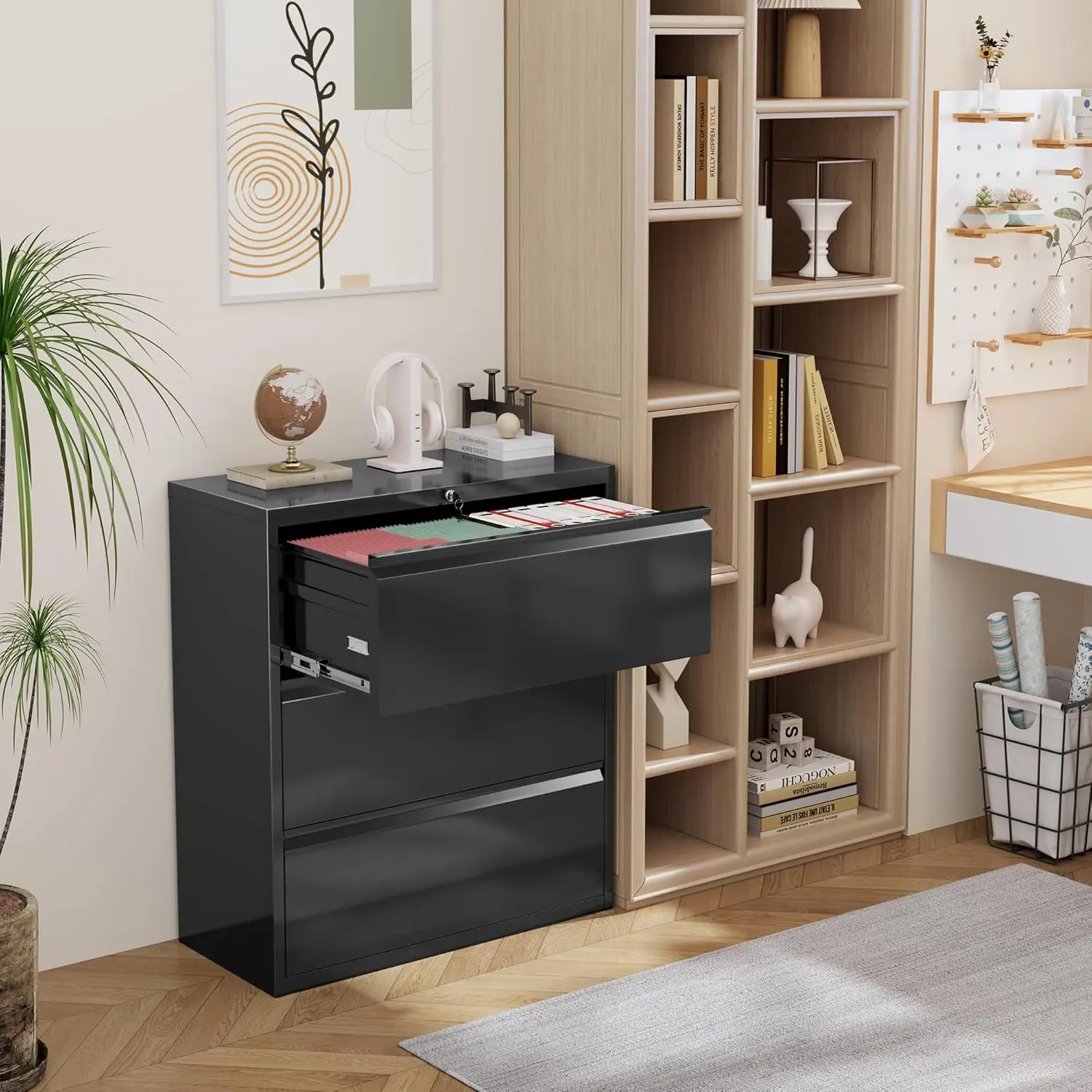 Factory Steel Lateral File Cabinet With 3 Drawer Metal Drawer Storage Filing Cabinet Office Metal Storage Cabinet for Office