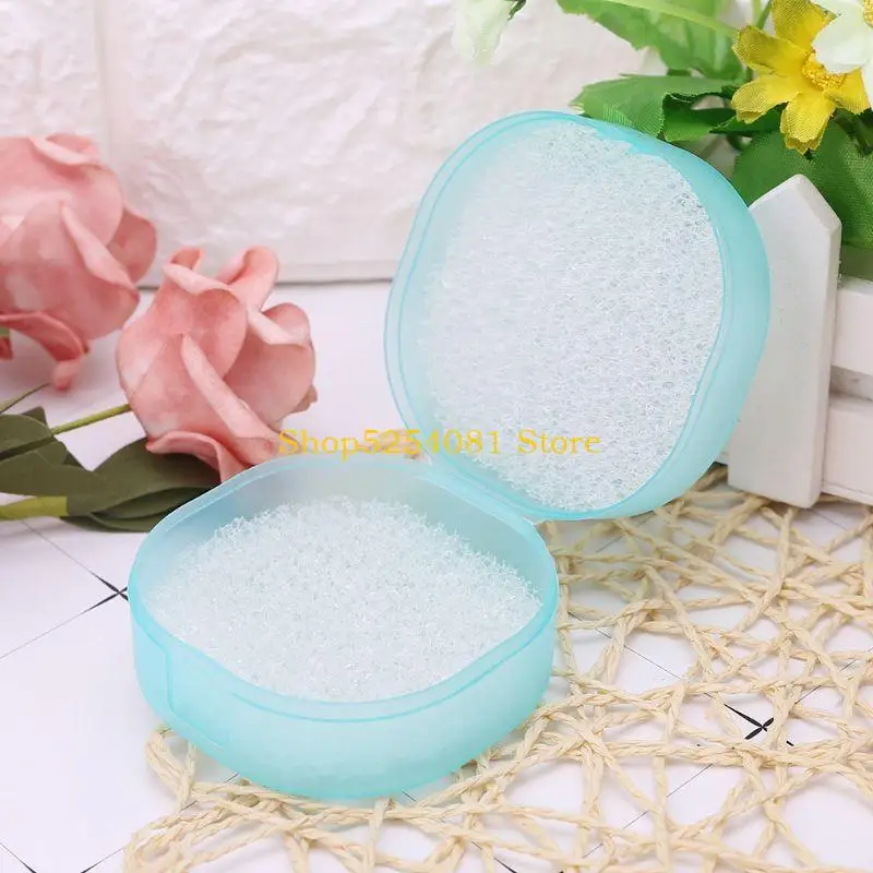 AXYC Soap Box Container Round Leak Resistant Sponge for Case with Lid Cover Bathroom