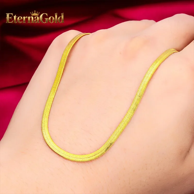 

EternaGold 24K Gold AU999 Women Flat Heart Necklace - Premium craft, timeless flat heart, fresh for young women