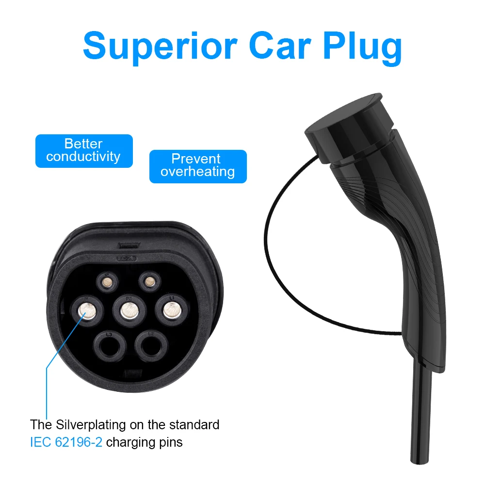 IPENGEN 16A 3.6kW/11kW Type to Type2 EV Charging Cable IEC 62196-2 Charger For Electric Vehicles PHEV Car In Public Station