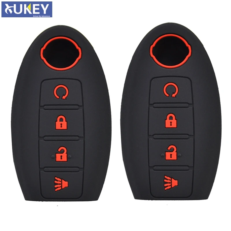 2Pcs Silicone Remote Key Cover For Nissan Altima Maxima Murano Rogue Sentra Versa Titan 2006-2018 Key Case Fob 3 Button