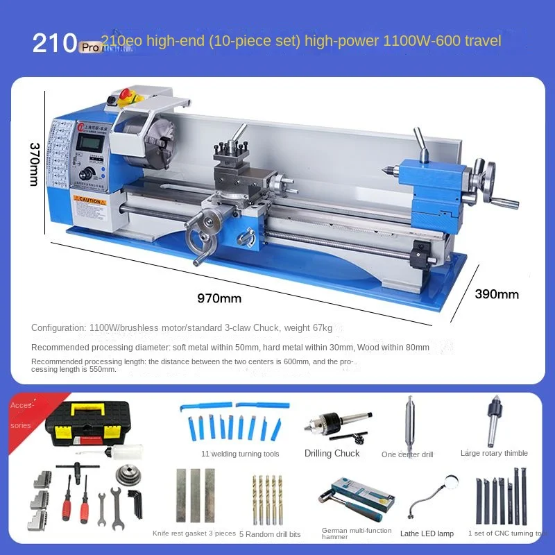 1000mm 210 Double Chuck Mini Manual Metal Lathe Machine Pool Cue Repairing Lathe