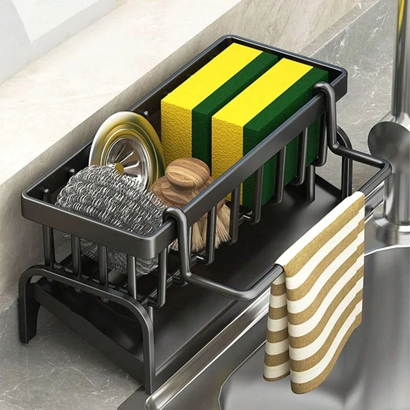 

Caddy для раковины, держатель губки для раковины с автоматическим дренажным лотком
