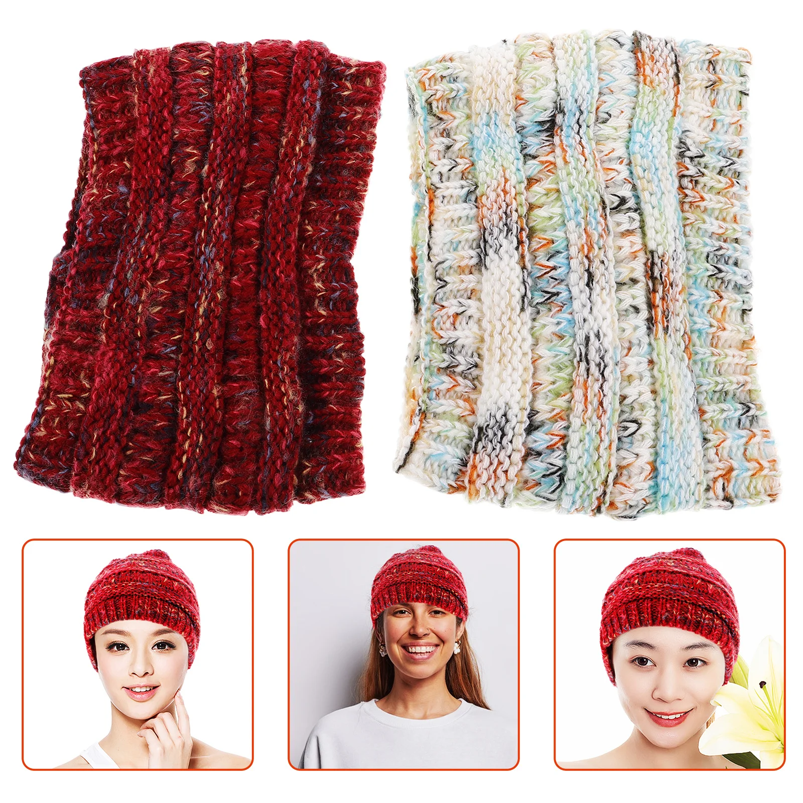 

2Pcs Warm Knitted Headband for Women Windproof Head Wrap Winter Fashionable Hair Accessory Comfortable Knit Headbands Stylish
