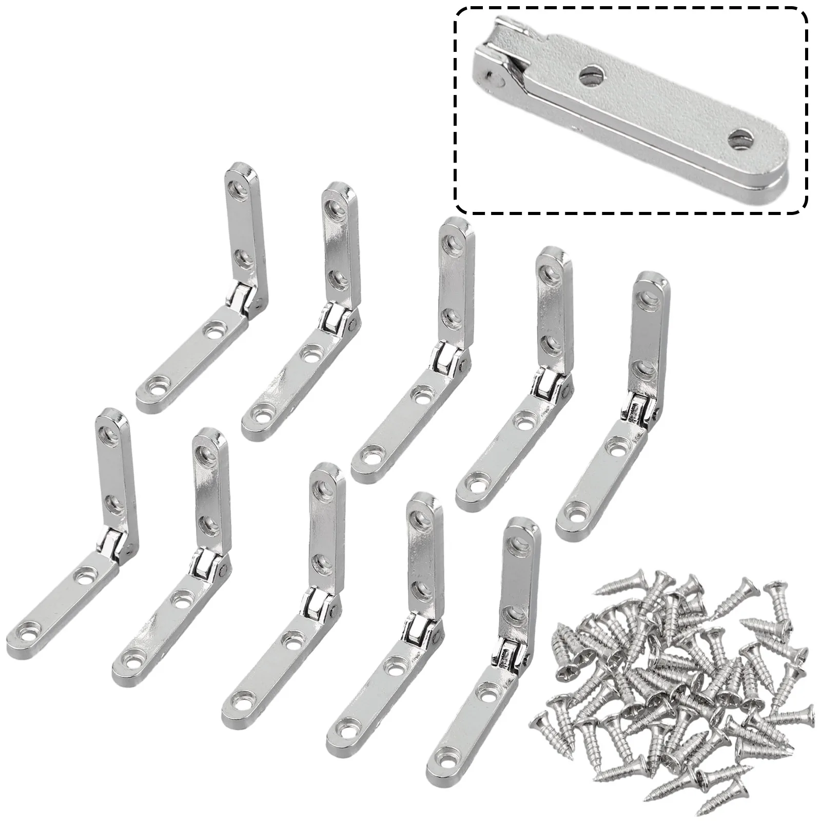 Brand New High Quality Spring Hinge 90 Degree Silver Support Hinge With 40 Pcs Screws Wooden Box 10 Pieces 30x30mm