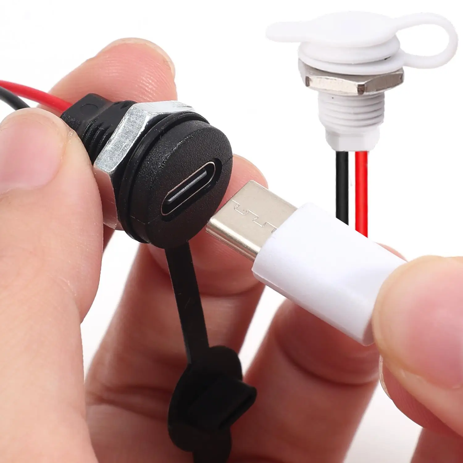 1-5pcs Type-C Female Chassis Waterproof  Wire Type-C USB Pigtail Cable Extension Power Cable USB-C Plug To 2 Pin Bare Wire Open