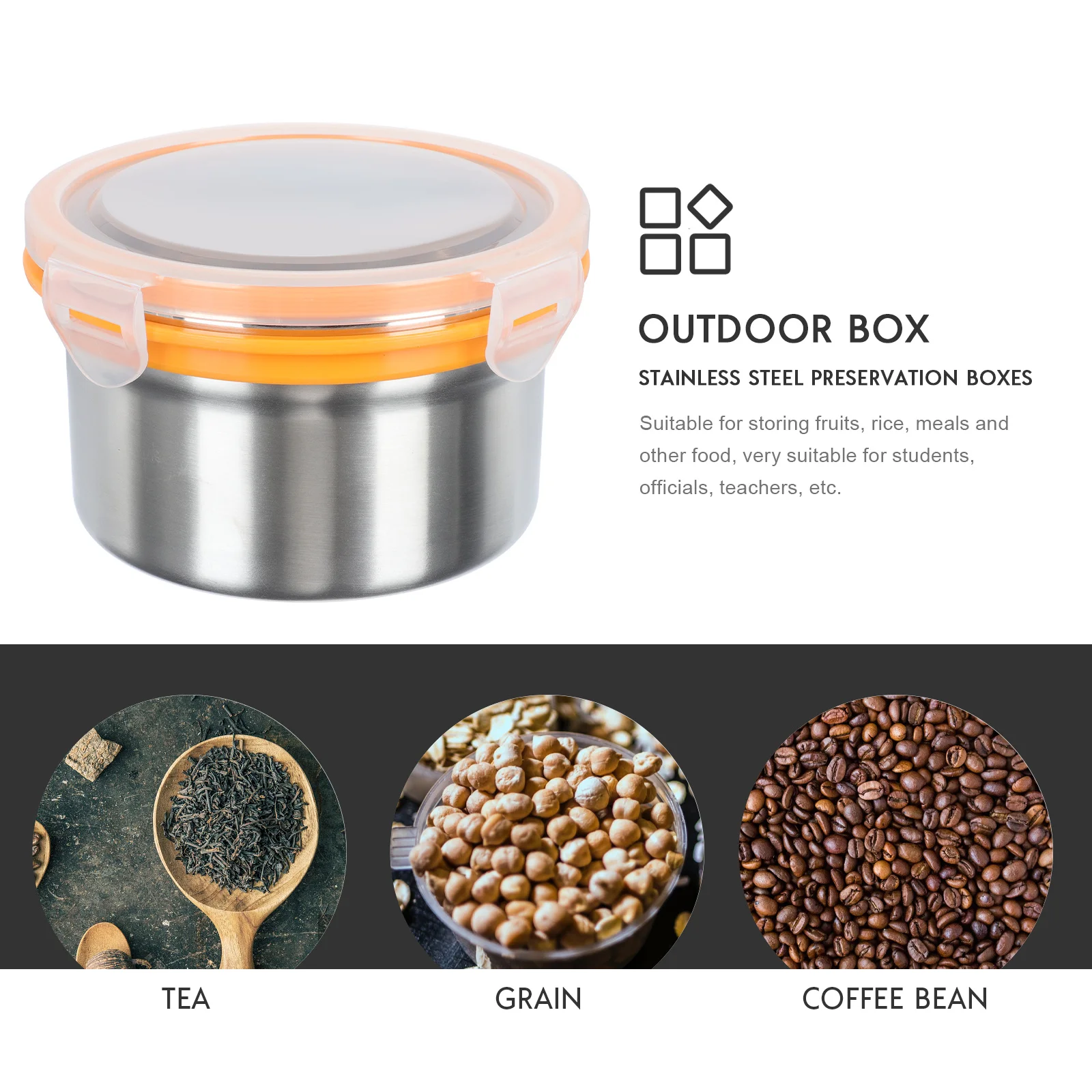 

1Pcs Stainless Steel Bento Box Leakproof Portable Food Storage Container Meal Box for Students Office Outdoor Picnic Fruit