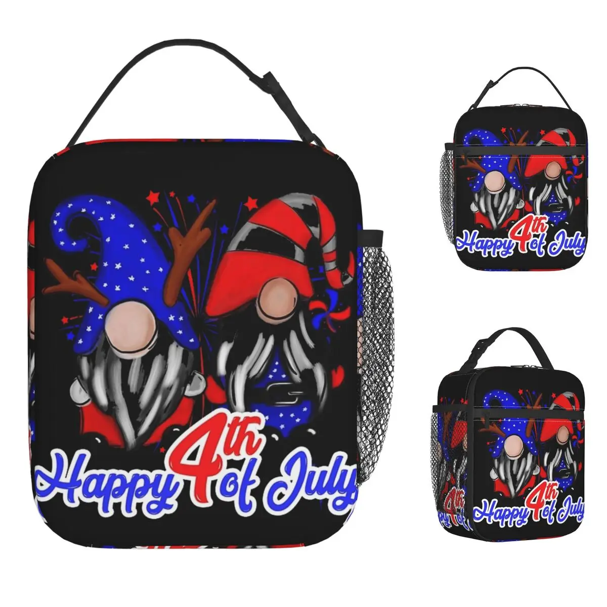 

Happy 4th Of July Lunch Bag Leisure Lunch Box School Portable Thermal Tote Handbags For Women Oxford Designer Cooler Bag