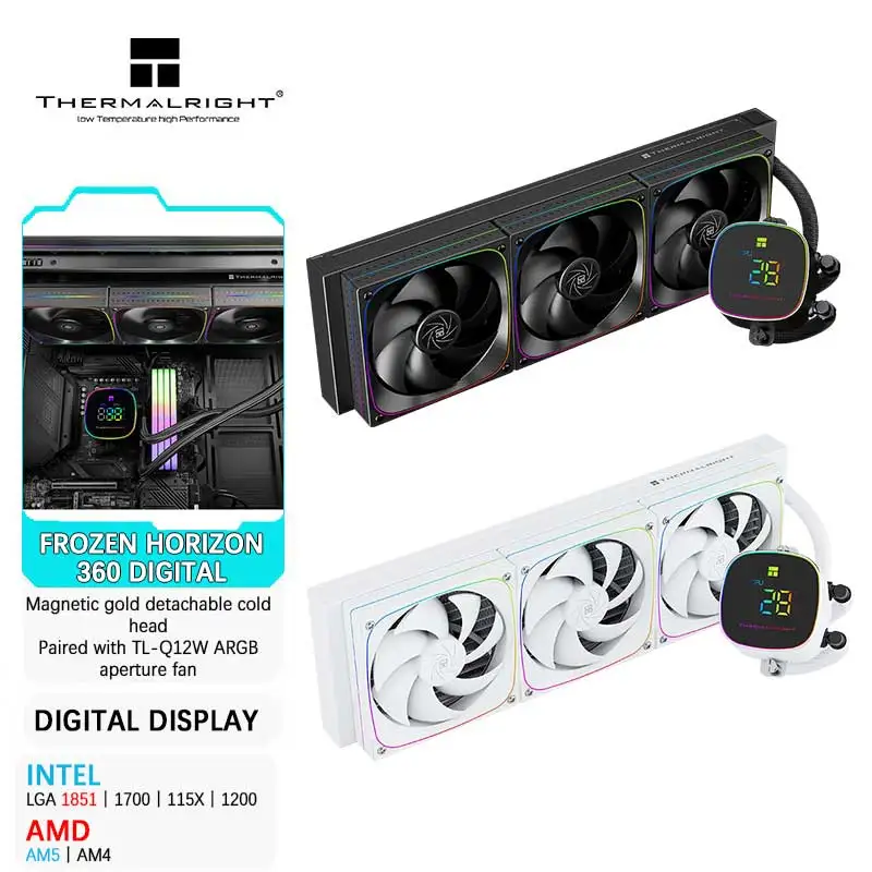 

Thermalright FROZEN HORIZON 360 Digital Display Version Magnetic metal detachable cold head High-performance fan support LGA1851