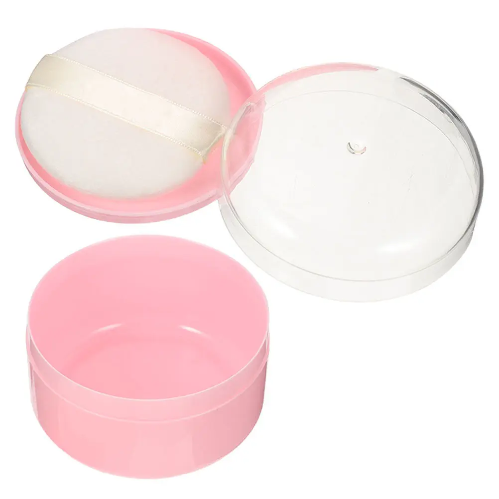 Body Powder Puff Box Empty Storage Lightweight Portable Small Loose Powder Container Puff Holder for Travel Use