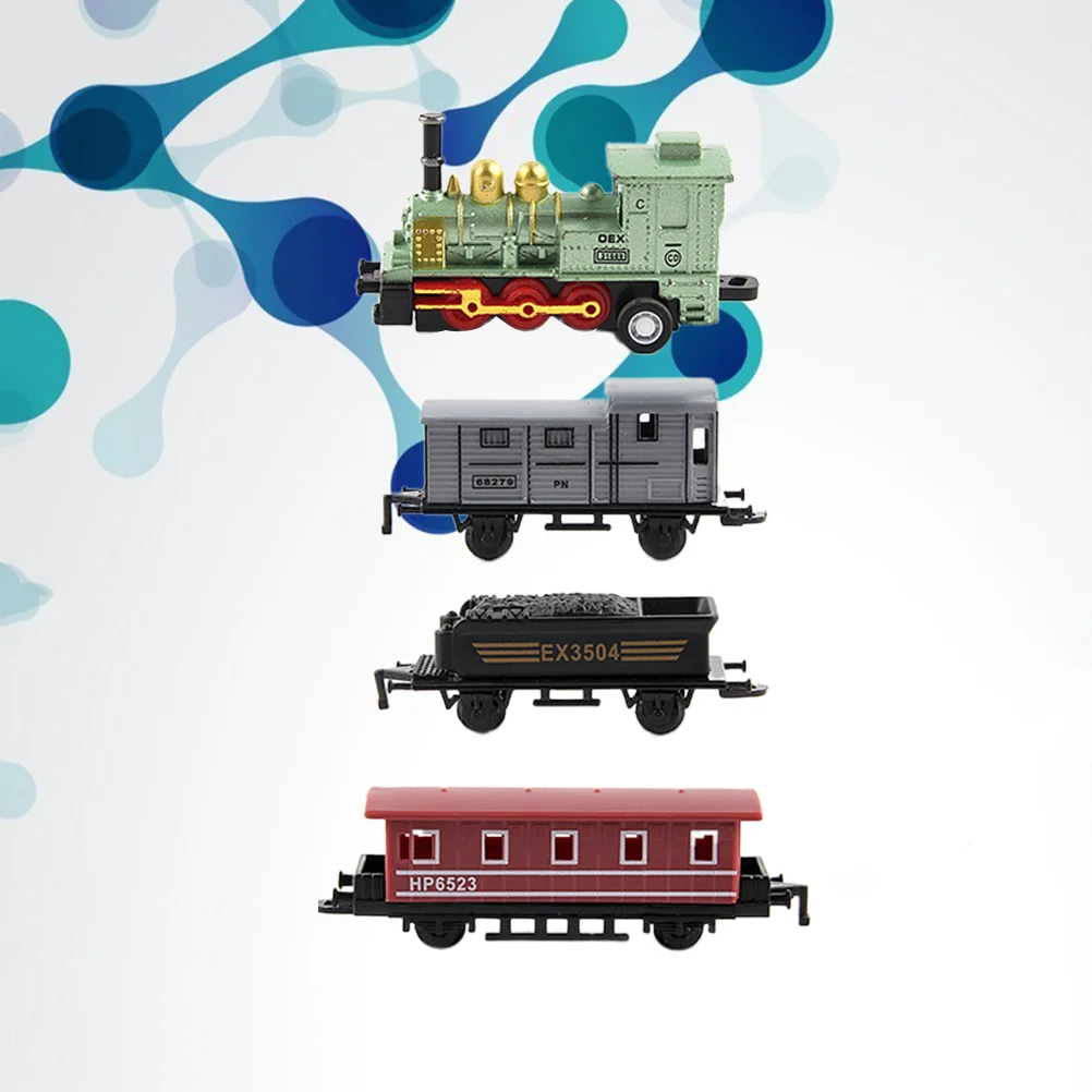 Ensemble de jouets de train à vapeur rétro pour enfants, modèle de train arrière côtelé, véhicules de voiture en alliage, cadeaux pour garçons, noir, 4 pièces