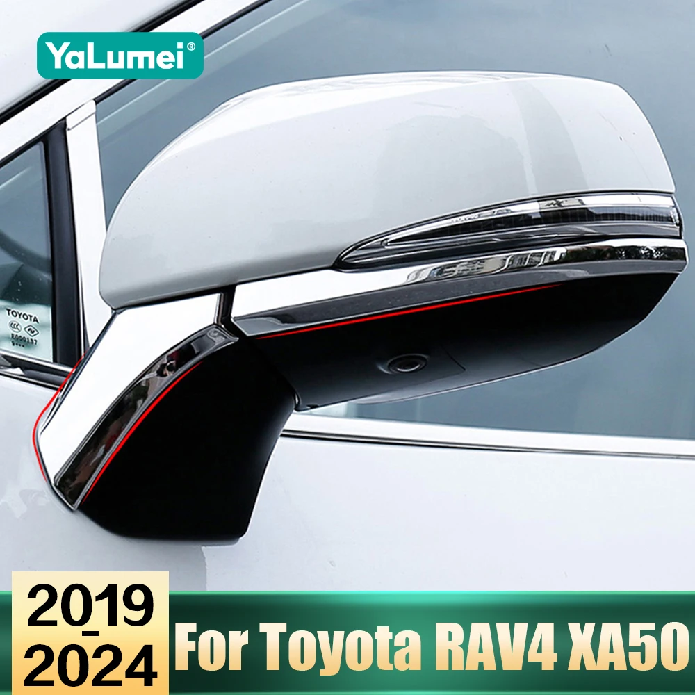 For Toyota RAV4 XA50 2019 2020 2021 2022 2023 2024 RAV 4 Hybrid Car Rearview Mirror Side Molding Cover Trim Stickers Accessories
