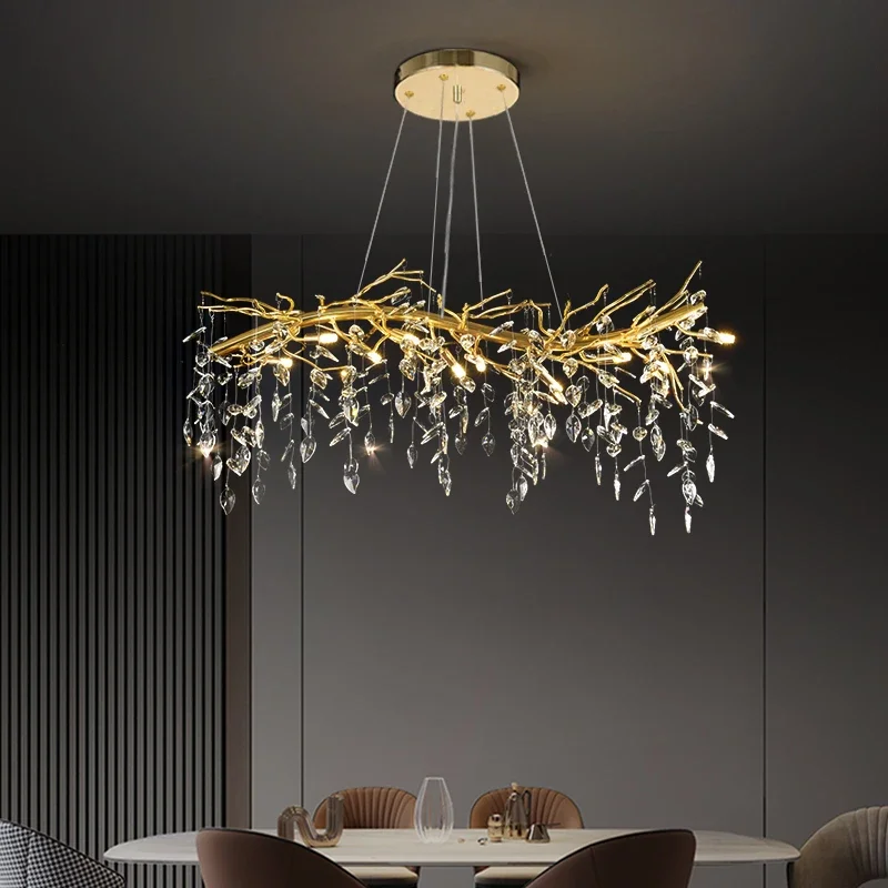 lustre de cristal em forma de ramo dourado iluminacao para sala quarto indoor lampadas criativas luxo acessivel americano 01