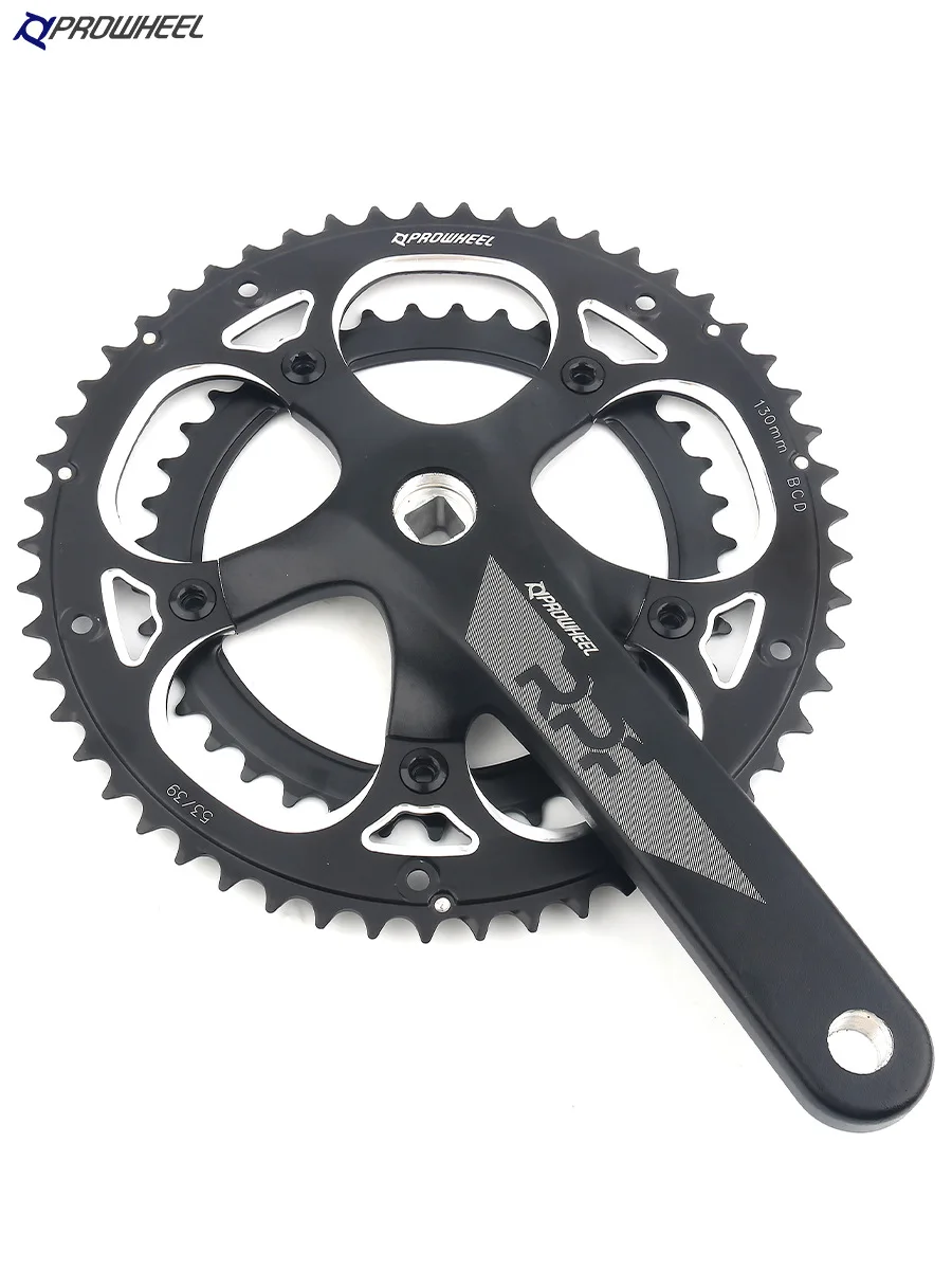 

proweel 521 square hole road bike disc cranks 130BCD Aluminium Double Sprocket bike Crankset 39/53T Crankset for Folding Bicycle