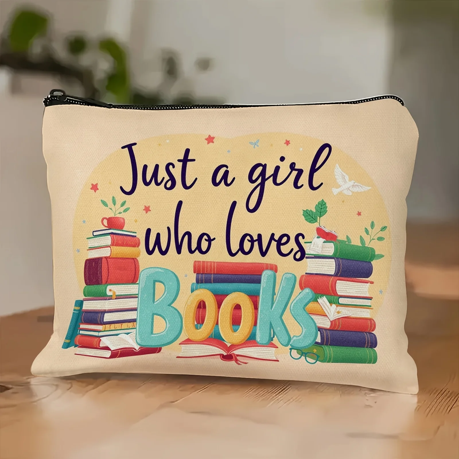 

A The Book-loving Girl's Makeup Bag- Multifunctional Zipper Pouch, Jewelry Storage Bag, Perfect Travel Zipper Small Storage Bag.