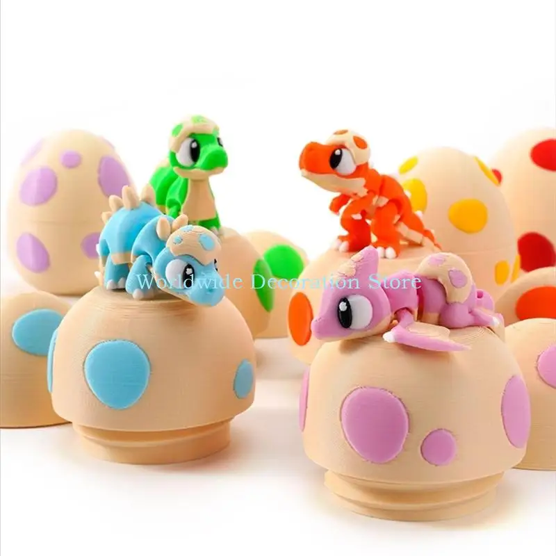 Q39B Articulated Dinosaur Toy 3D Printer Animals Fidgety Toy Ornament for Home Office Desktop Decors 3D Printed Dinosaur Eggs
