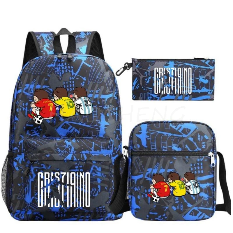 Fashion CR7 Backpack Trend 3Pcs Backpack Women And Men Backpack Waterproof Large School Bag Teenage Student Shoulder Bags