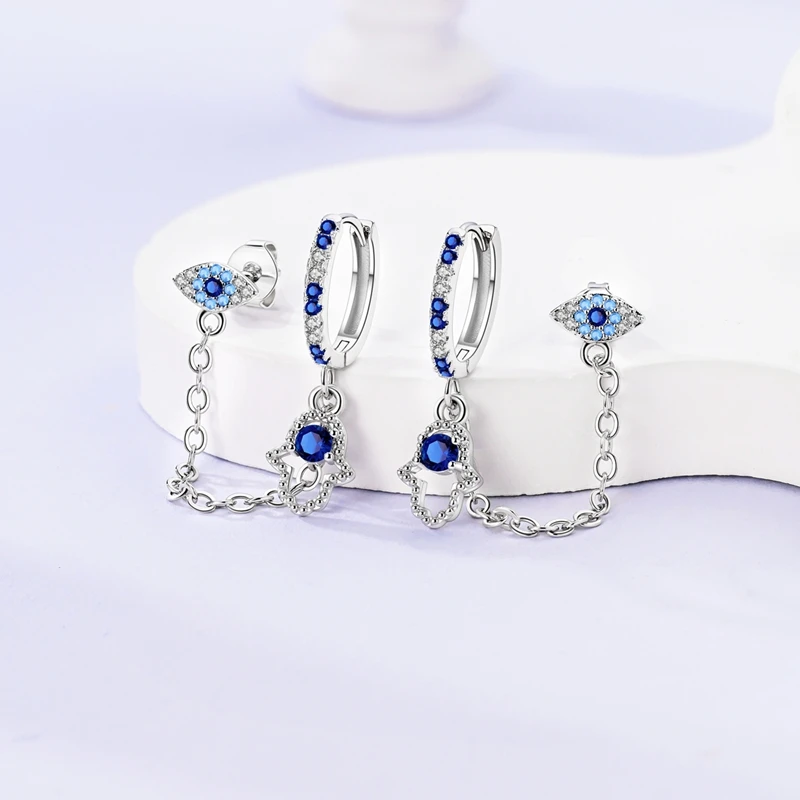925 Silver Earings Original Evil Blue Eyes Sun Star Eiffel Tower Dog Paw for Women Gift Anniversary Party Silver Fashion Jewelry