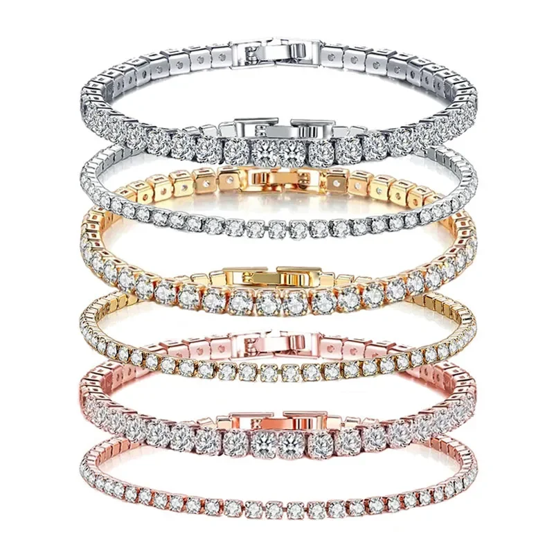 925 Sterling Silver Hip Hop Style Women's Men's Tennis Bracelet Cubic Zirconia Stacking style Style Bracelet Jewelry Party Gift