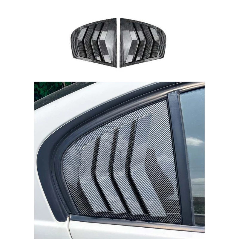 Car Carbon Fiber Rear Windows Triangle Louver Cover Sticker Parts For BMW 3Series E90 320I 330I M3 2005-2011 Car Styling Cover