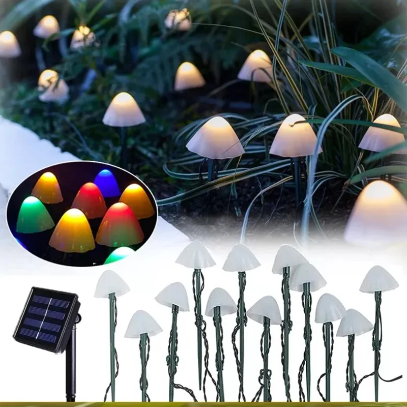 Imagem -02 - Cogumelo Led Fairy Lights String para Jardim Lâmpadas Solares Decoração da Paisagem Lâmpadas para Pátio Terraço Caminho ao ar Livre