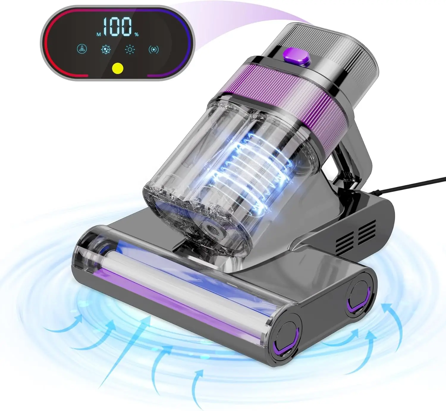 

Bed Vacuum Cleaner UV Mattress High Heating Powerful Double-Cup Handheld Vacuums with Smart Dust Sensor Low Noise Suitable