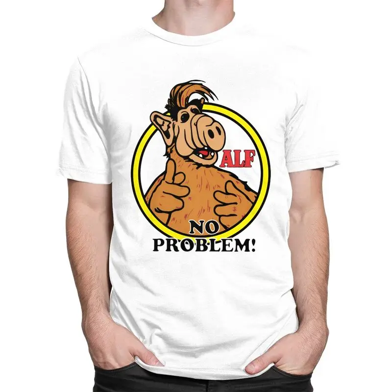 Custom Fashion Alien Life Form ALF No Problem T Shirt Men Short-Sleeve T-shirt Streetwear Tee Oversized Tshirts Gift