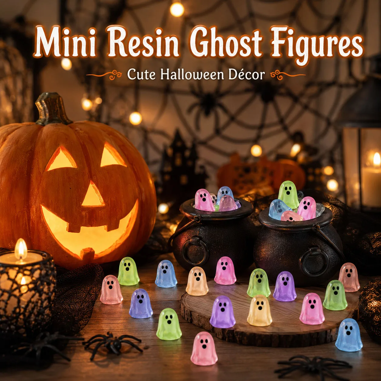 12/24/48pcs Luminous Ghost Figures - Glowing At Night Mini Action Figure Micro Landscape Miniatures, for Halloween Decoration