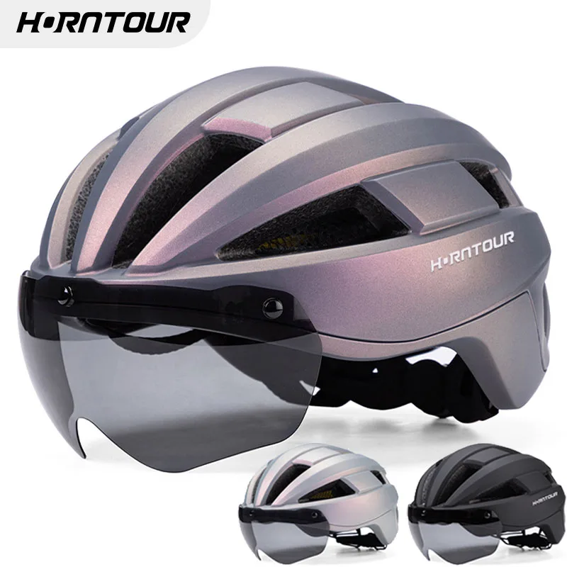 

Horntour Adult Bicycle Helmets with Goggle Lightweight Breathable Bike Helmet Integrally Molded Mountain MTB Road Cycling Helmet